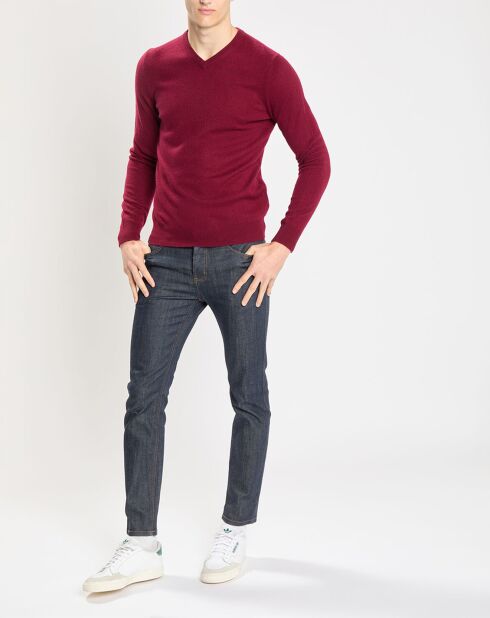 Pull 100% Cachemire Nachve col V bordeaux