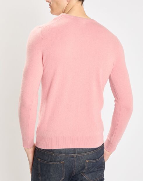Pull 100% Cachemire Nachve col V rose