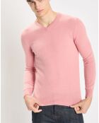 Pull 100% Cachemire Nachve col V rose