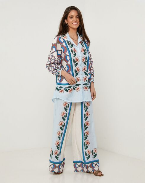 Chemise 100% Lin Daria bleue