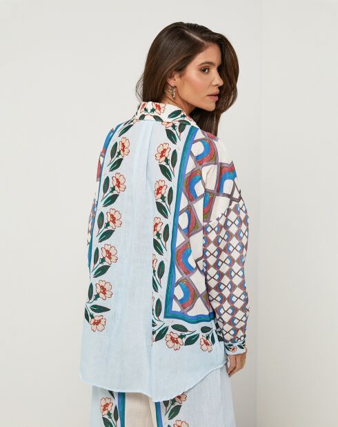 Chemise 100% Lin Daria bleue