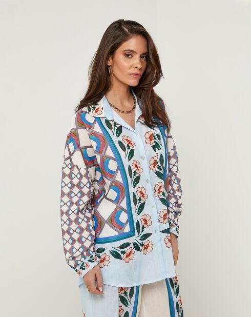 Chemise 100% Lin Daria bleue