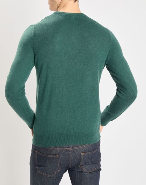 Pull 100% Cachemire Nachve col V vert foncé