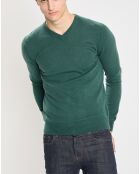Pull 100% Cachemire Nachve col V vert foncé