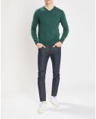 Pull 100% Cachemire Nachve col V vert foncé