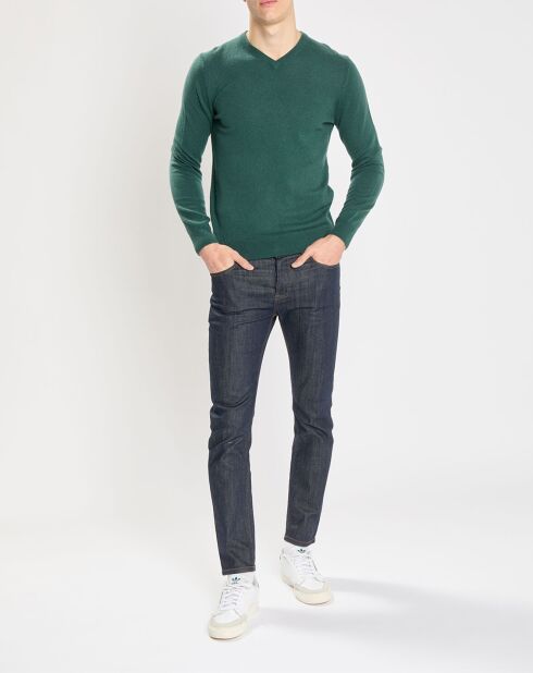 Pull 100% Cachemire Nachve col V vert foncé