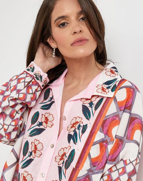 Chemise 100% Lin Daria rose