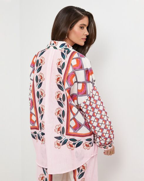 Chemise 100% Lin Daria rose