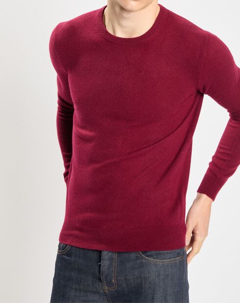 Pull 100% Cachemire Nachron col ras du cou bordeaux