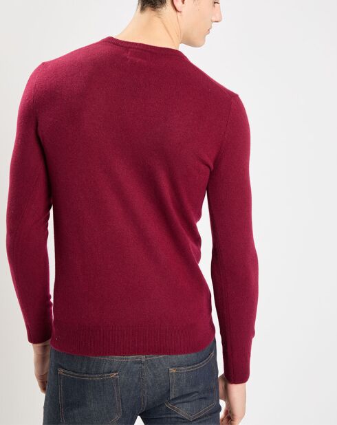 Pull 100% Cachemire Nachron col ras du cou bordeaux