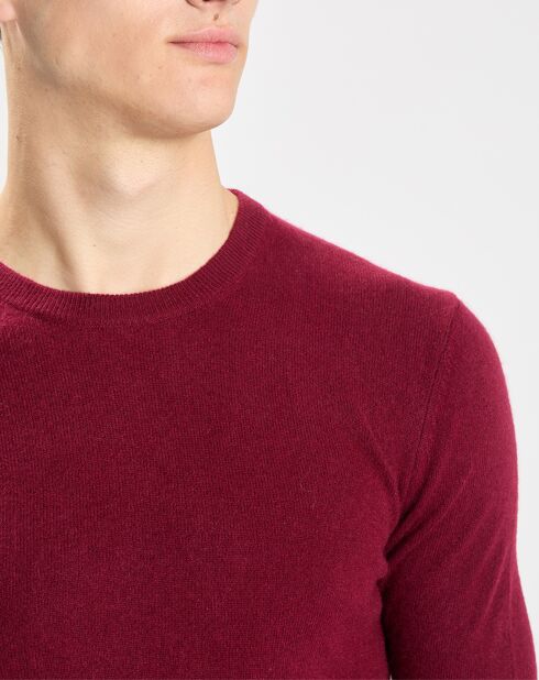 Pull 100% Cachemire Nachron col ras du cou bordeaux