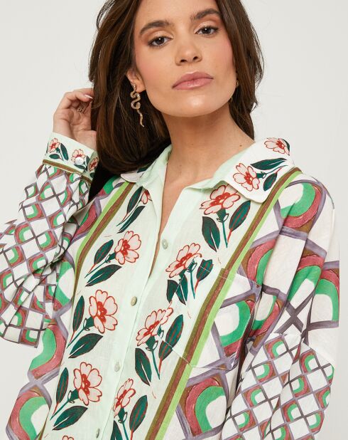 Chemise 100% Lin Daria verte