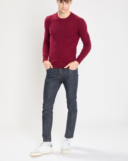 Pull 100% Cachemire Nachron col ras du cou bordeaux