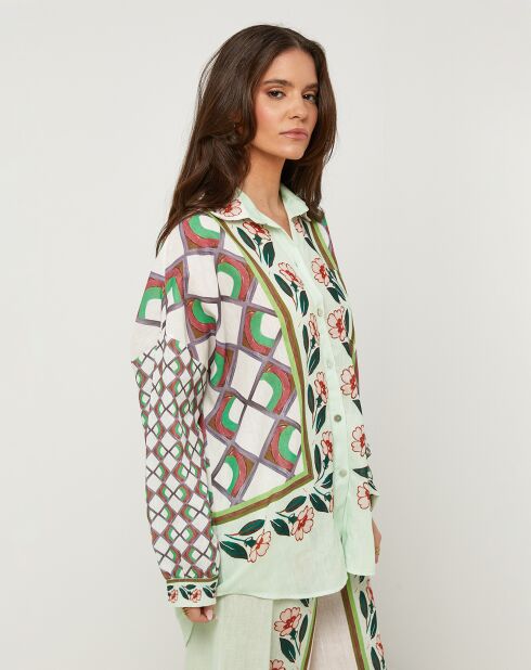 Chemise 100% Lin Daria verte