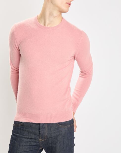 Pull 100% Cachemire Nachron col ras du cou rose