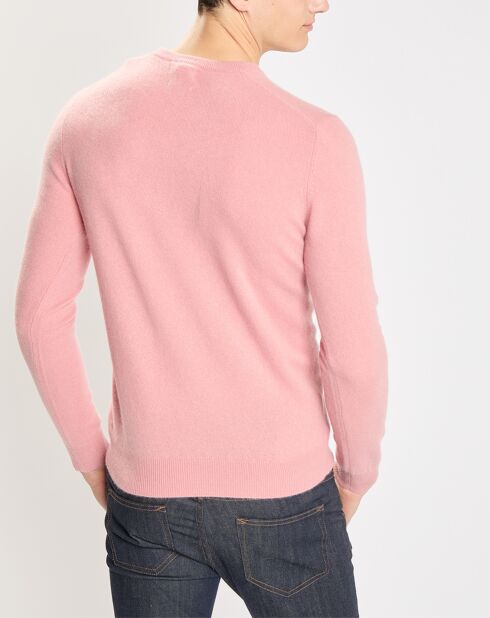 Pull 100% Cachemire Nachron col ras du cou rose