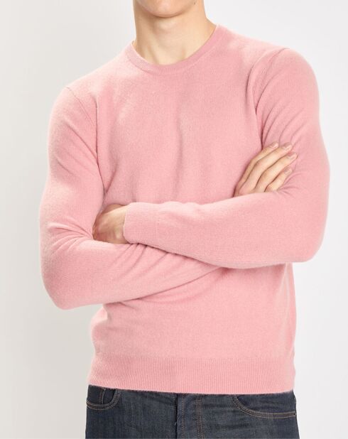 Pull 100% Cachemire Nachron col ras du cou rose