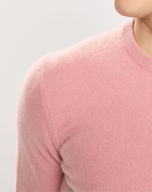 Pull 100% Cachemire Nachron col ras du cou rose