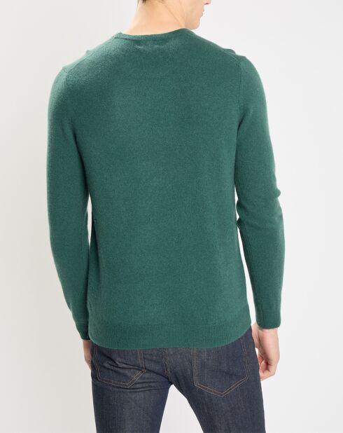 Pull 100% Cachemire Nachron col ras du cou vert foncé