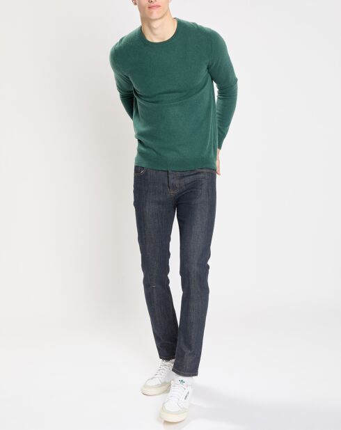 Pull 100% Cachemire Nachron col ras du cou vert foncé