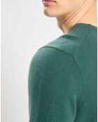 Pull 100% Cachemire Nachron col ras du cou vert foncé