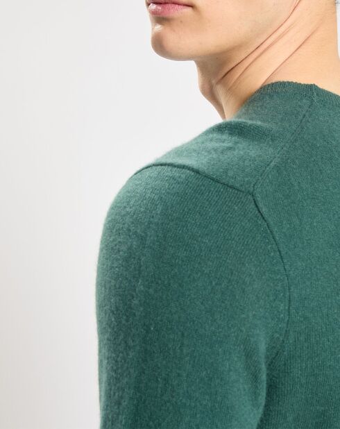 Pull 100% Cachemire Nachron col ras du cou vert foncé
