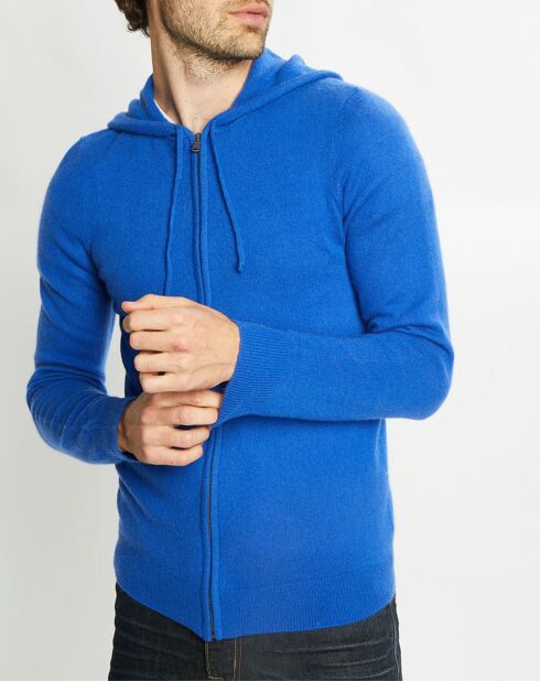 Gilet à capuche 100% Cachemire Nachcap bleu électrique