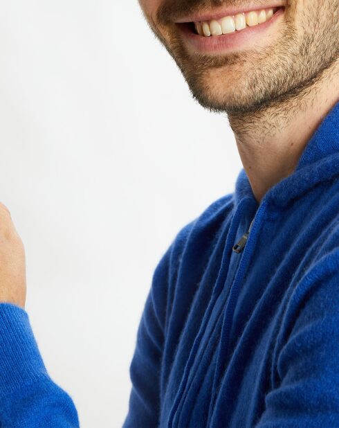 Gilet à capuche 100% Cachemire Nachcap bleu électrique
