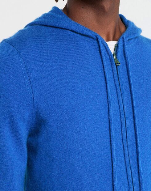Gilet à capuche 100% Cachemire Nachcap bleu électrique