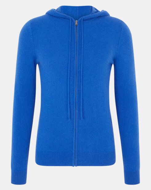 Gilet à capuche 100% Cachemire Nachcap bleu électrique