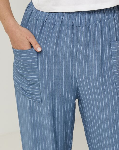 Pantalon 100% Lin Marta bleu
