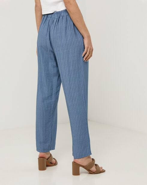 Pantalon 100% Lin Marta bleu