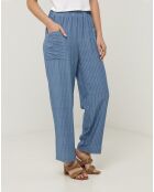 Pantalon 100% Lin Marta bleu