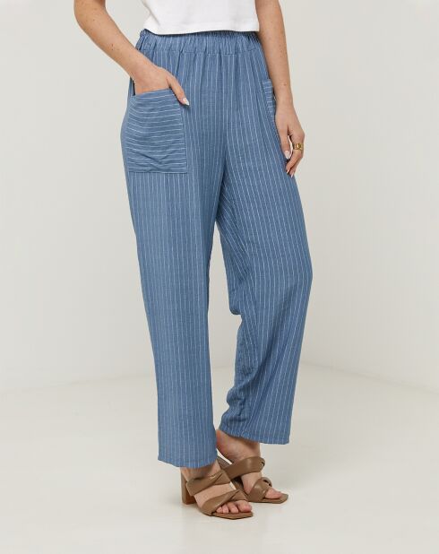 Pantalon 100% Lin Marta bleu
