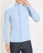 Gilet zippé 100% Cachemire Nachgil bleu clair
