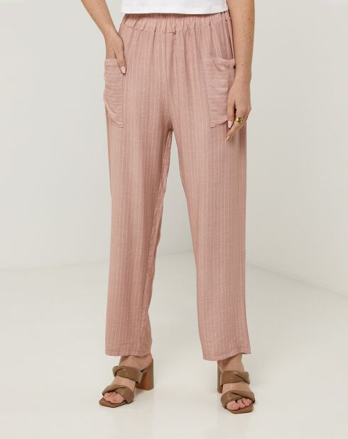 Pantalon 100% Lin Marta rose