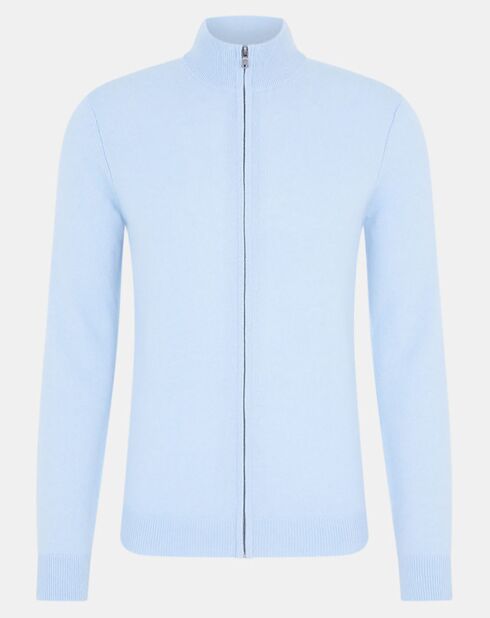 Gilet zippé 100% Cachemire Nachgil bleu clair
