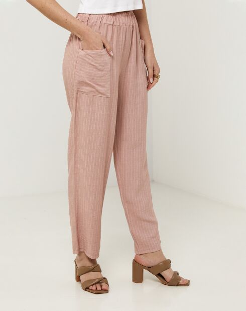 Pantalon 100% Lin Marta rose