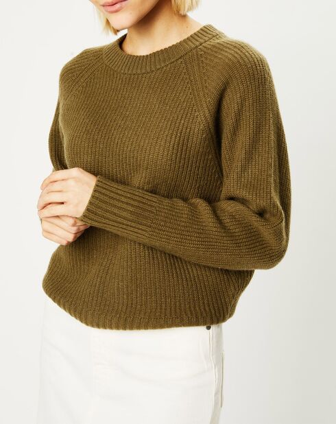 Pull en Laine & Cachemire Florine col rond kaki