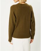Pull en Laine & Cachemire Florine col rond kaki