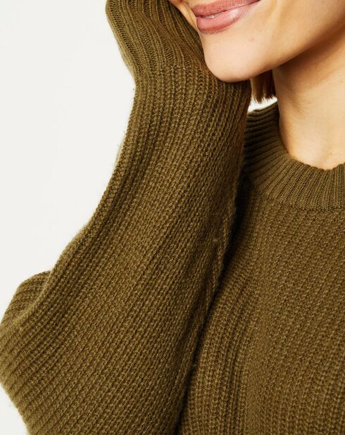 Pull en Laine & Cachemire Florine col rond kaki