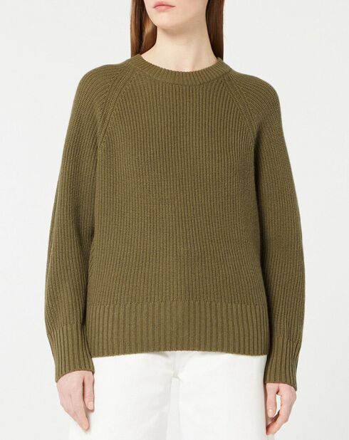 Pull en Laine & Cachemire Florine col rond kaki