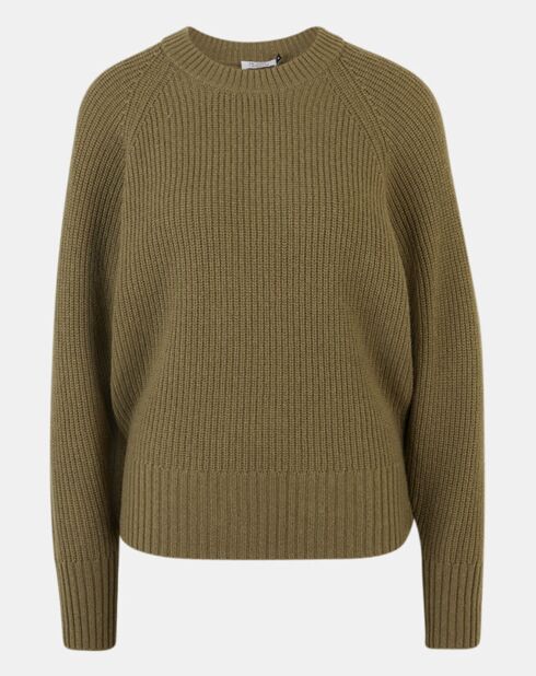 Pull en Laine & Cachemire Florine col rond kaki