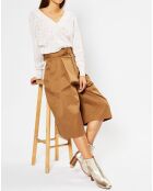 Pull en Laine & Cachemire Frani col V en maille ajourée écru