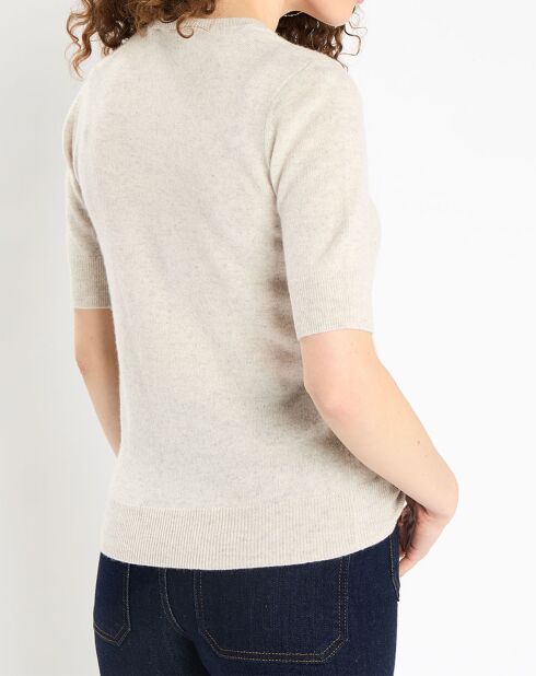 Pull 100% Cachemire Difi manches courtes gris clair