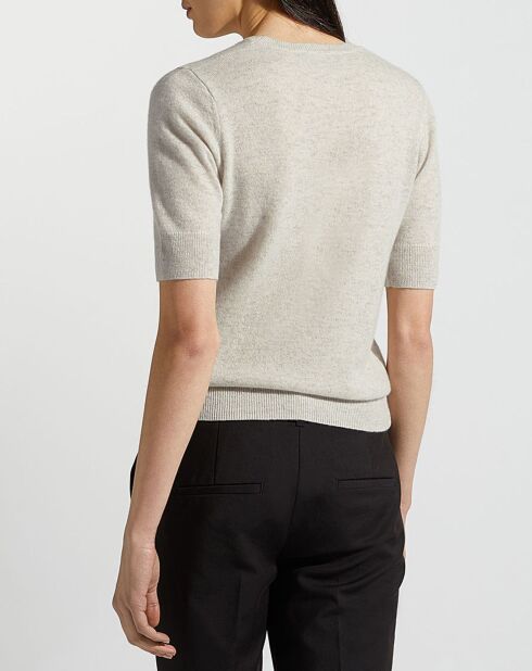 Pull 100% Cachemire Difi manches courtes gris clair