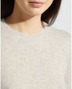 Pull 100% Cachemire Difi manches courtes gris clair