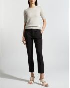 Pull 100% Cachemire Difi manches courtes gris clair