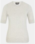 Pull 100% Cachemire Difi manches courtes gris clair