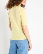 Pull 100% Cachemire Difi manches courtes jaune